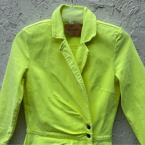 RETROFETE Willa Denim Jean Mini Dress Size Small Stretchy Button Front - Picture 3 of 10